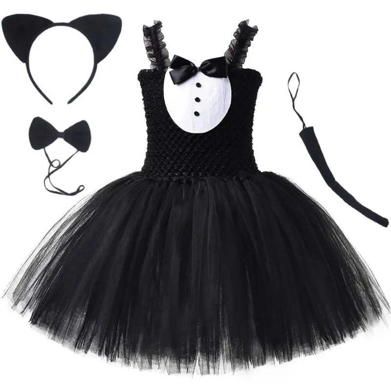 Baby Clothing Dresser - Wit Zwart Kat Tutu Jurk voor